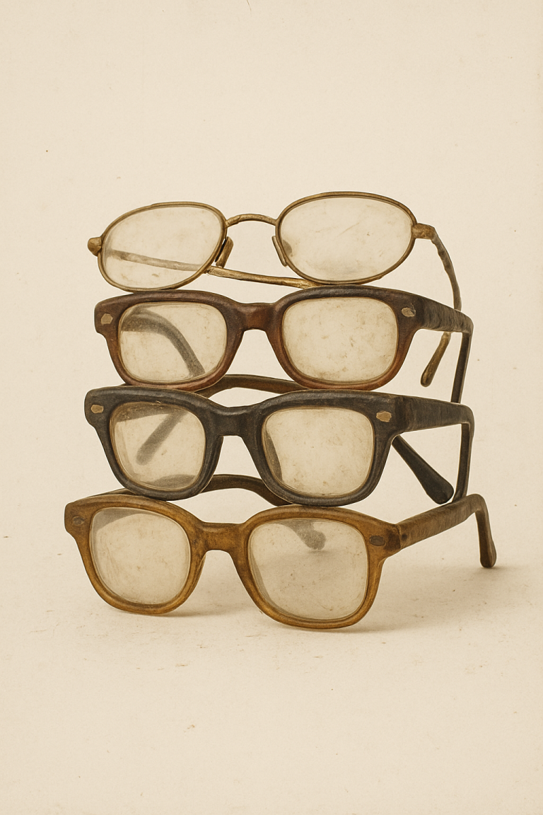A nostalgic stack of reading glasses